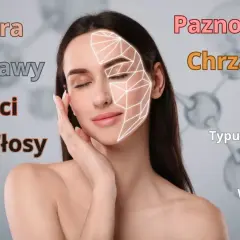 Kobieta z siatką na twarzy, symbolizującą produkcję kolagenu dla skóry, stawów, kości, włosów, paznokci i chrząstek.