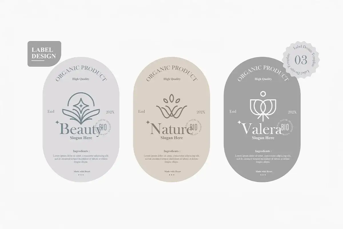 Etykiety kosmetyków organicznych z hasłami